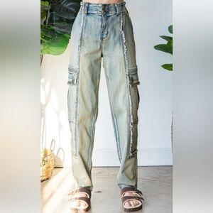 *NWT* Oli & Hali Light Olive Boyfriend Cargo Jeans Sz Large